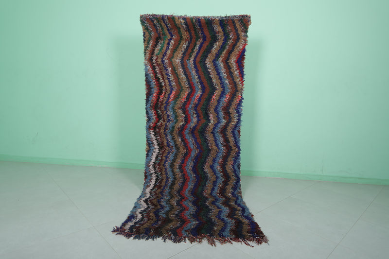 Handmade Runner Rug - 3.1 x 8.3 ft | Multicolor Zigzag Design