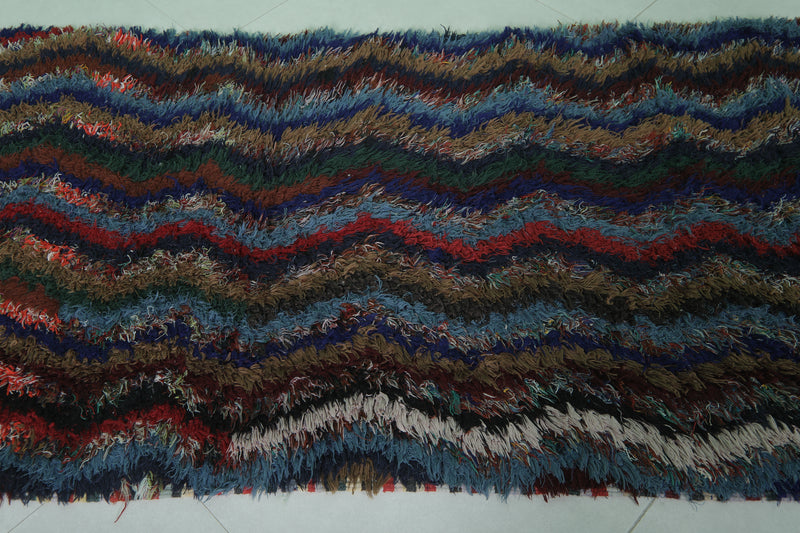 Handmade Runner Rug - 3.1 x 8.3 ft | Multicolor Zigzag Design