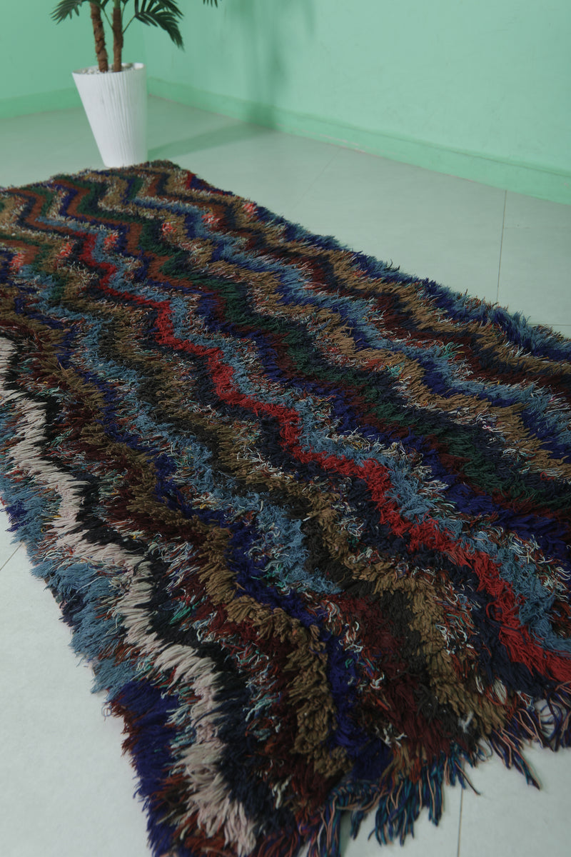 Handmade Runner Rug - 3.1 x 8.3 ft | Multicolor Zigzag Design