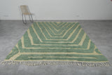 Large Moroccan Rug - 8 x 10.2 Feet, Green and Beige Geometric Design | Handwoven Berber Style - beni ourain rug