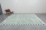 Modern Moroccan Rug - 7.8 x 9.8 ft | Green & White Checkered Pattern