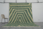 Large Moroccan Rug - 8 x 10.2 Feet, Green and Beige Geometric Design | Handwoven Berber Style - beni ourain rug