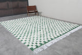 Modern Moroccan Rug - 7.8 x 9.8 ft | Green & White Checkered Pattern