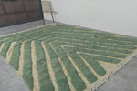 Large Moroccan Rug - 8 x 10.2 Feet, Green and Beige Geometric Design | Handwoven Berber Style - beni ourain rug