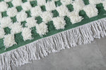 Modern Moroccan Rug - 7.8 x 9.8 ft | Green & White Checkered Pattern