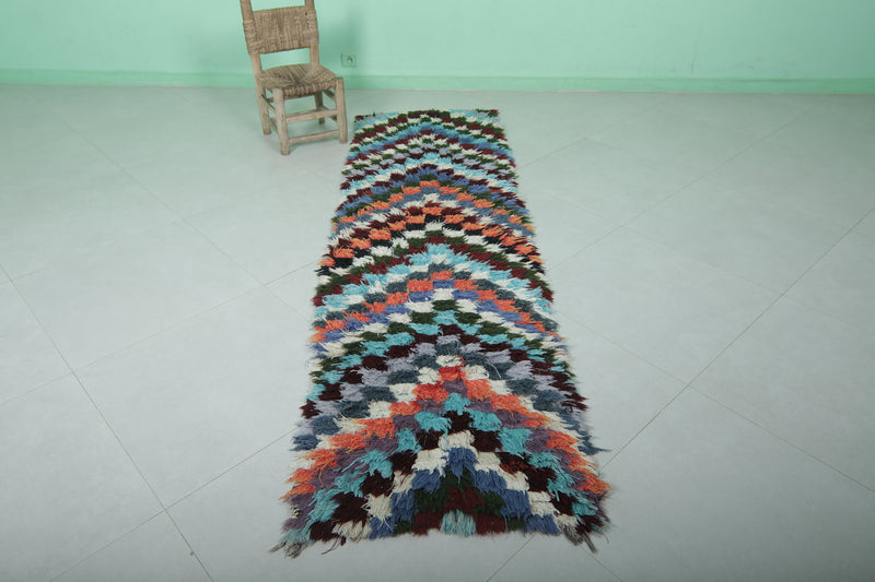 Vintage Handmade Moroccan Rug – Vibrant Chevron Pattern 2.3 x 7.9 ft