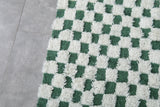 Modern Moroccan Rug - 7.8 x 9.8 ft | Green & White Checkered Pattern