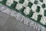 Modern Moroccan Rug - 7.8 x 9.8 ft | Green & White Checkered Pattern