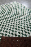 Modern Moroccan Rug - 7.8 x 9.8 ft | Green & White Checkered Pattern