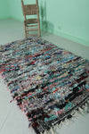 Hand knotted Boucherouite rug 3.1 x 5.7 Feet