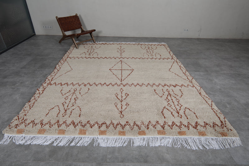 Authentic Moroccan Rug - 8.3 x 10.3 ft | Beige with Tribal Motifs