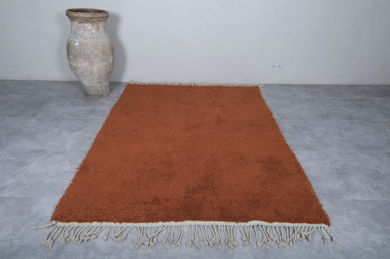 Brown Moroccan Rug - 5.4 x 8 Feet | Handmade Wool Rug