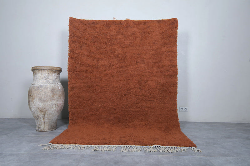 Brown Moroccan Rug - 5.4 x 8 Feet | Handmade Wool Rug