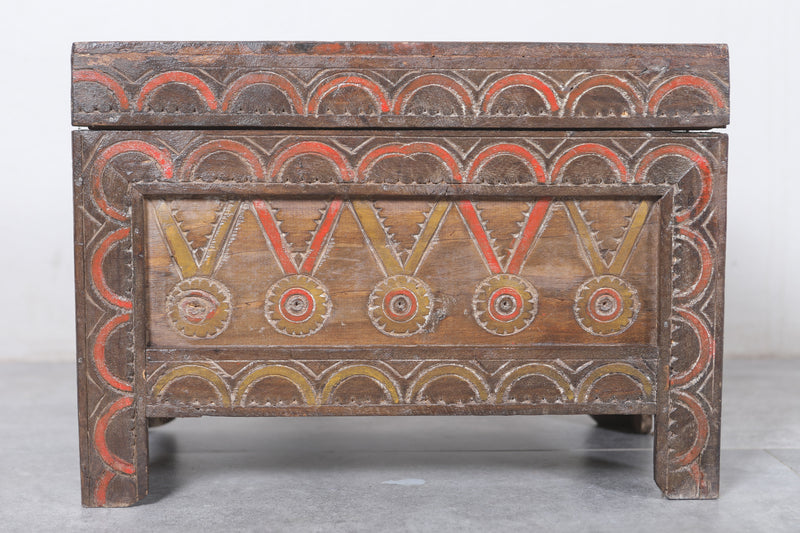 Vintage Moroccan chest  H 13.7 INCHES X W 19.8 INCHES X D 11.4 INCHES