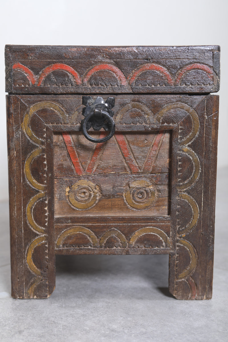 Vintage Moroccan chest  H 13.7 INCHES X W 19.8 INCHES X D 11.4 INCHES