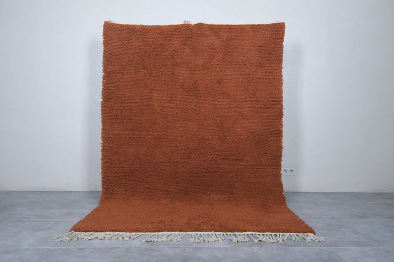 Brown Moroccan Rug - 5.4 x 8 Feet | Handmade Wool Rug