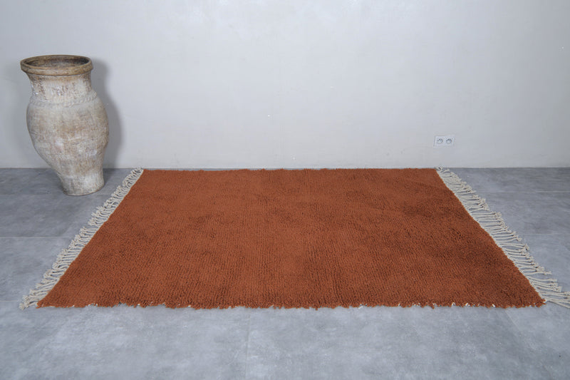 Brown Moroccan Rug - 5.4 x 8 Feet | Handmade Wool Rug