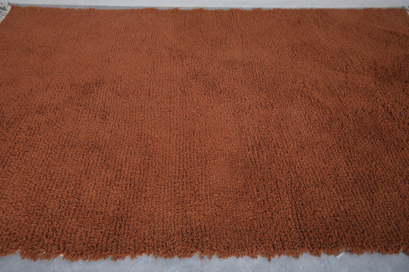 Brown Moroccan Rug - 5.4 x 8 Feet | Handmade Wool Rug