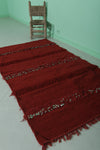 Red Moroccan Kilim Rug 3.6 X 6.3 Feet