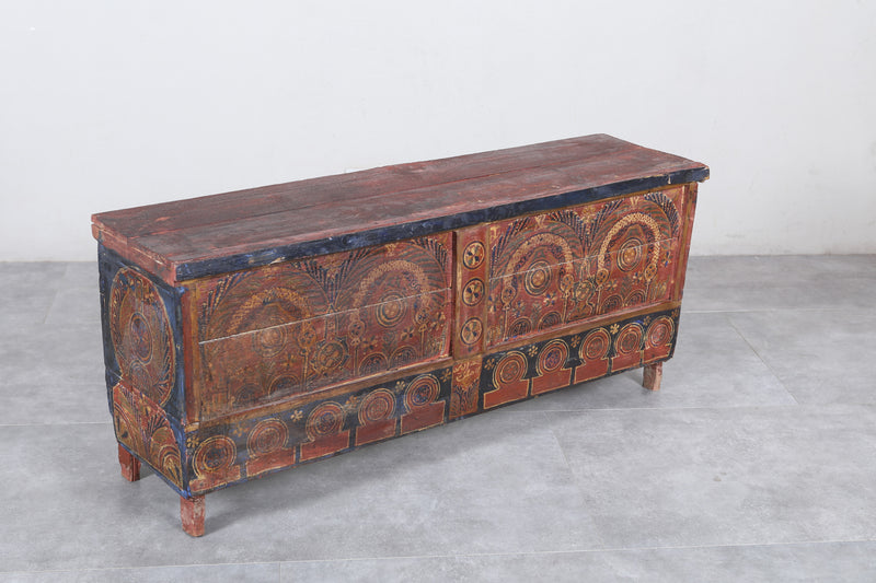 Vintage Moroccan chest  H 22 inches x W 51.1 inches x D 13.7 inches