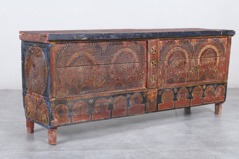 Vintage Moroccan chest  H 22 inches x W 51.1 inches x D 13.7 inches