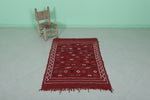 Red moroccan handwoven kilim rug 3.1 FT X 4.6 FT