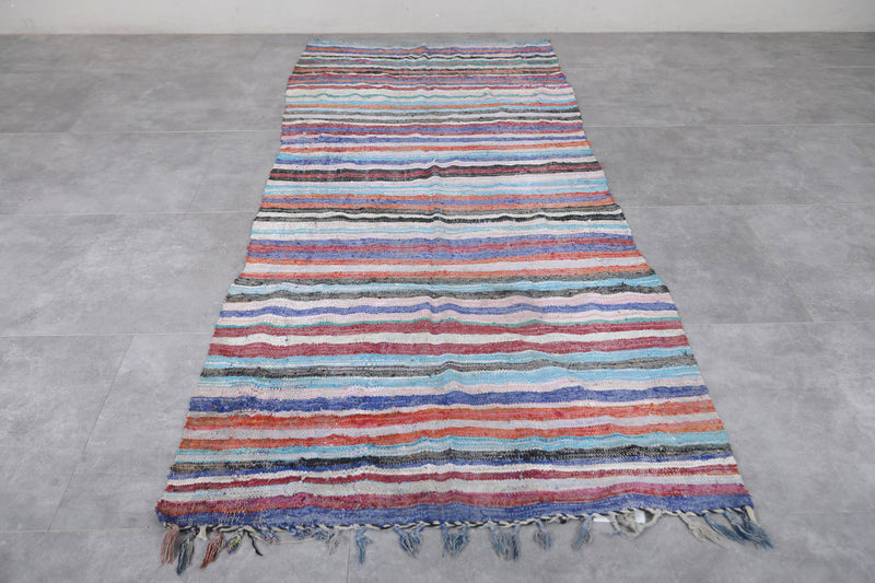 Striped Moroccan Runner Rug 3.8 x 9 Feet - Vibrant Handmade Design