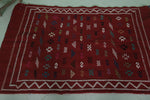 Red moroccan handwoven kilim rug 3.1 FT X 4.6 FT