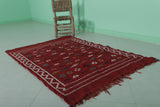 Red moroccan handwoven kilim rug 3.1 FT X 4.6 FT