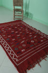 Red moroccan handwoven kilim rug 3.1 FT X 4.6 FT