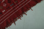 Red moroccan handwoven kilim rug 3.1 FT X 4.6 FT