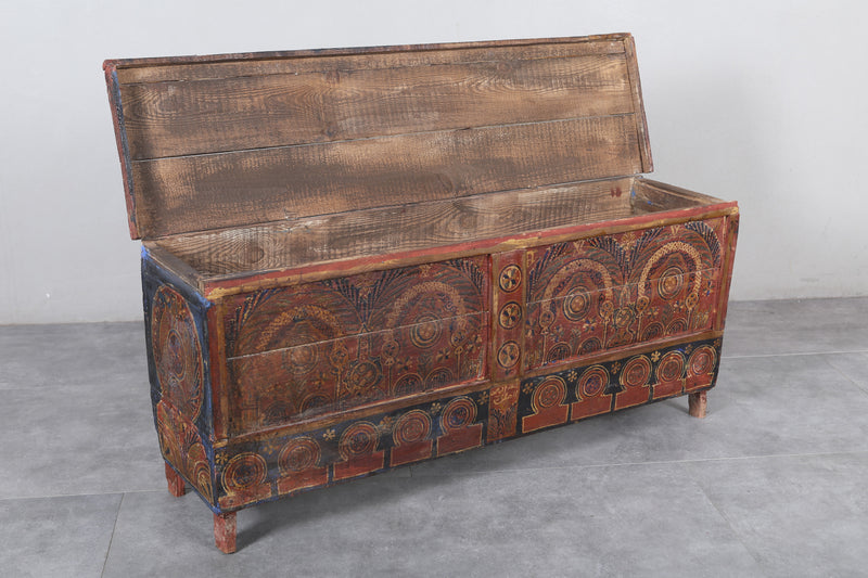 Vintage Moroccan chest  H 22 inches x W 51.1 inches x D 13.7 inches