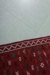 Red moroccan handwoven kilim rug 3.1 FT X 4.6 FT