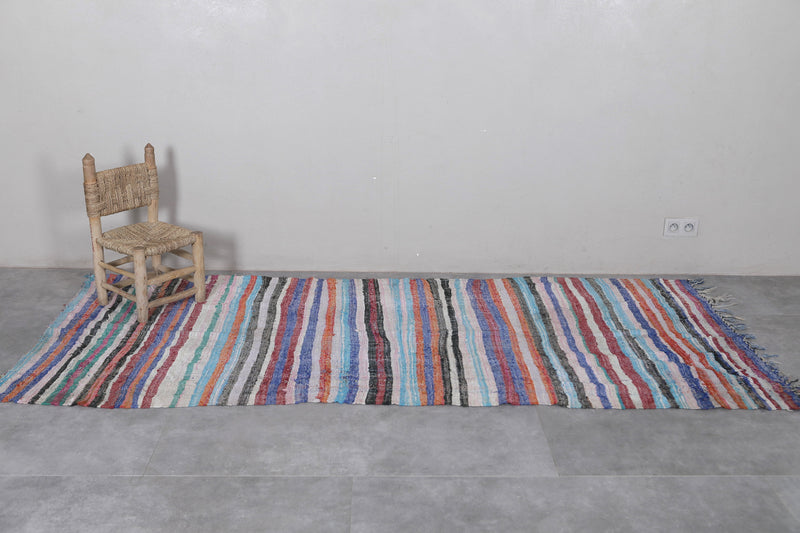 Striped Moroccan Runner Rug 3.8 x 9 Feet - Vibrant Handmade Design