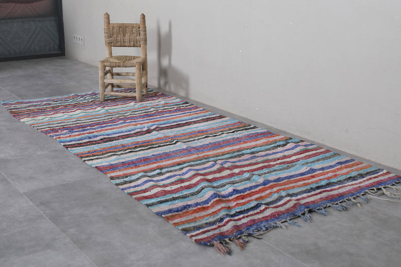 Striped Moroccan Runner Rug 3.8 x 9 Feet - Vibrant Handmade Design