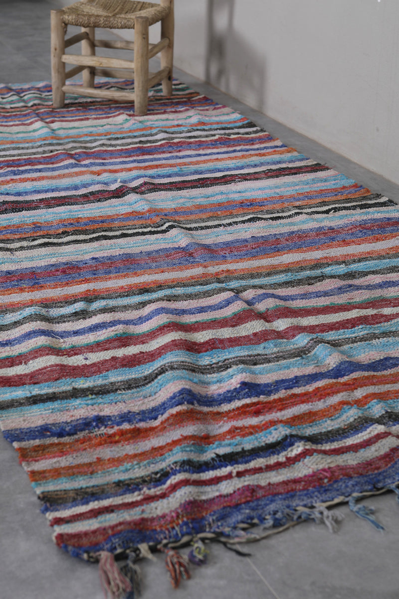 Striped Moroccan Runner Rug 3.8 x 9 Feet - Vibrant Handmade Design