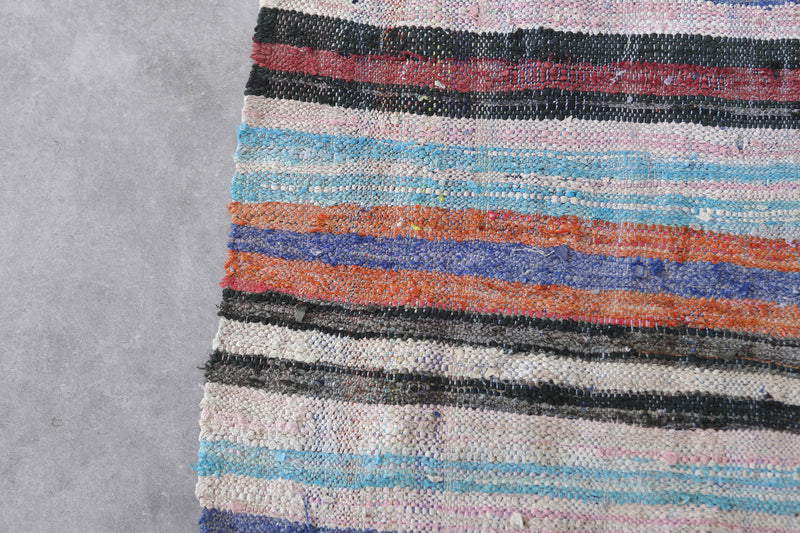 Striped Moroccan Runner Rug 3.8 x 9 Feet - Vibrant Handmade Design