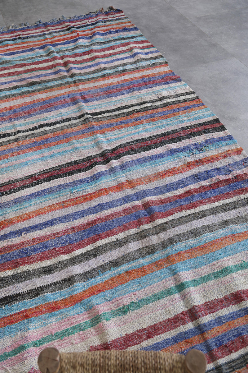 Striped Moroccan Runner Rug 3.8 x 9 Feet - Vibrant Handmade Design