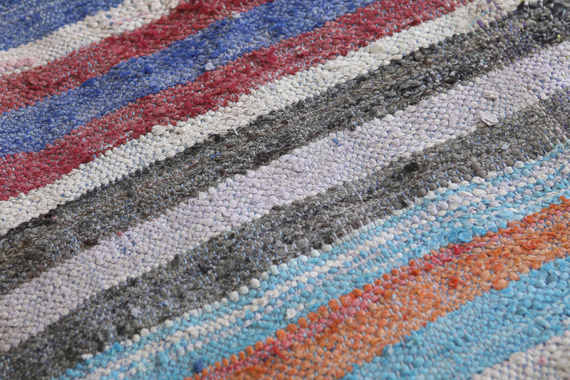 Striped Moroccan Runner Rug 3.8 x 9 Feet - Vibrant Handmade Design