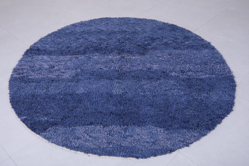 Round Moroccan Wool Rug 5 Feet – Deep Blue Gradient