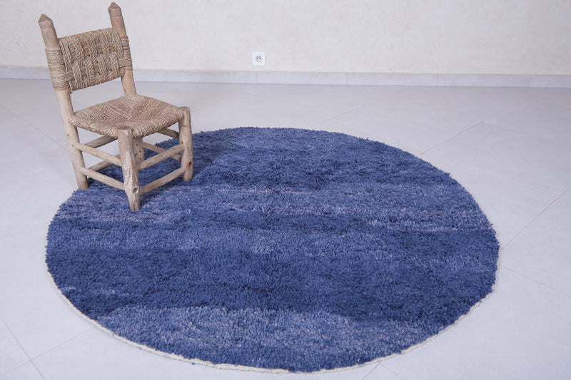 Round Moroccan Wool Rug 5 Feet – Deep Blue Gradient