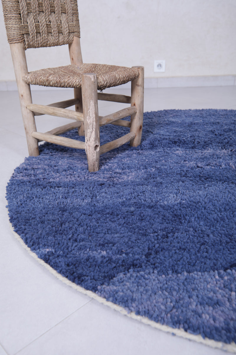 Round Moroccan Wool Rug 5 Feet – Deep Blue Gradient