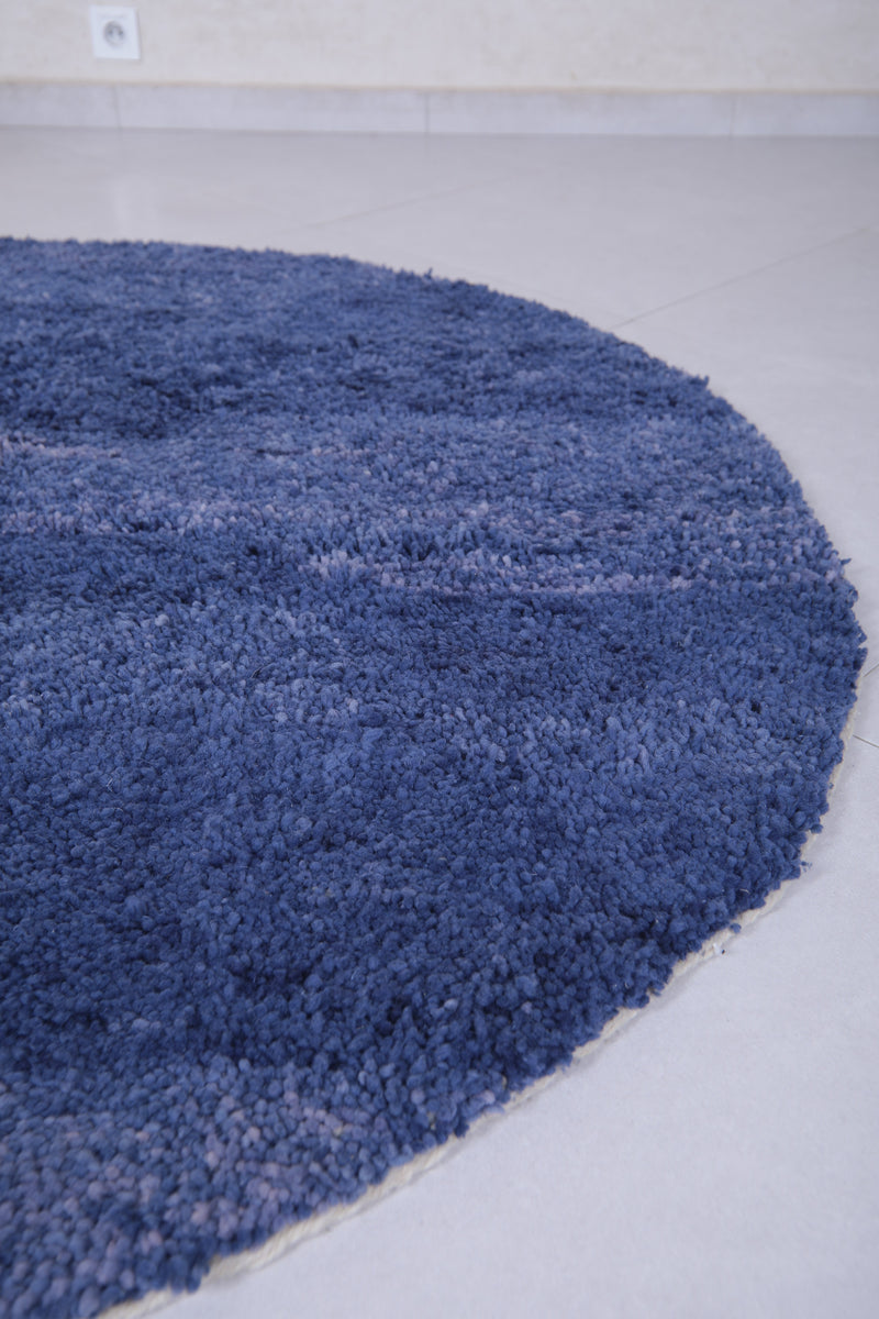 Round Moroccan Wool Rug 5 Feet – Deep Blue Gradient