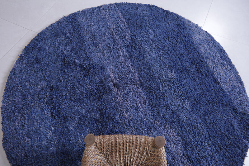 Round Moroccan Wool Rug 5 Feet – Deep Blue Gradient