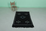 Black moroccan handwoven kilim 3 FT X 4.8 FT