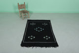 Black moroccan handwoven kilim 3 FT X 4.8 FT