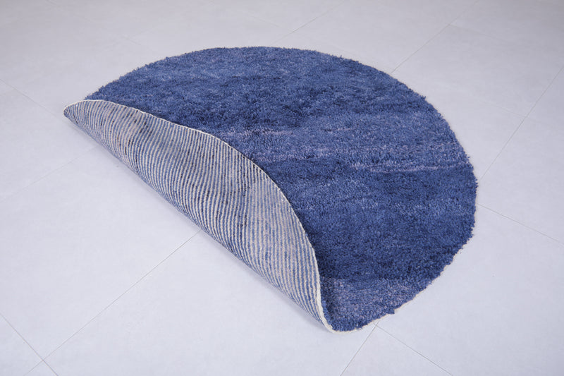 Round Moroccan Wool Rug 5 Feet – Deep Blue Gradient