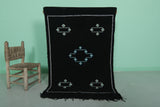 Black moroccan handwoven kilim 3 FT X 4.8 FT