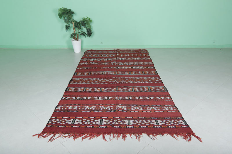 Handwoven Berber Kilim Rug - 5.1 FT × 10.9 FT | Moroccan Artisan Masterpiece