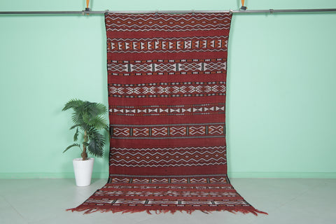 Handwoven Berber kilim rug 5.1 FT × 10.9 FT